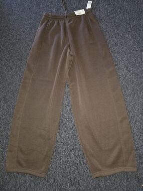 Womens BARREL leg Brown Wide-Leg Fleece Pants - Casual Comfort